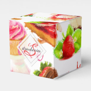 Watercolor Strawberry Sweets Love Monogram Favour Box