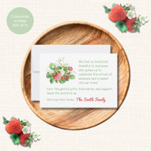 Watercolor Strawberry Thank You Cards Baby Shower
