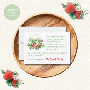 Watercolor Strawberry Thank You Cards Baby Shower