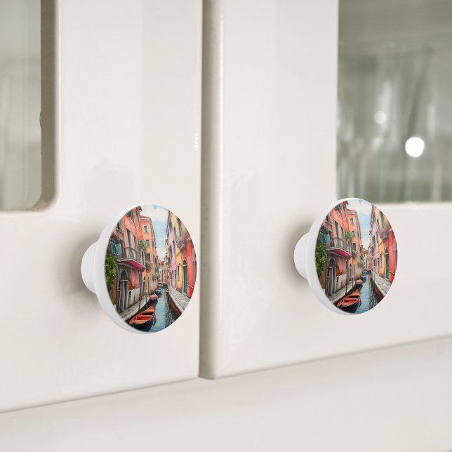 Watercolor Street in Venice Ceramic Knob (Creator Uploaded)
