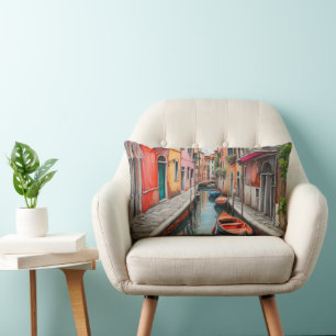 Watercolor Street in Venice  Lumbar Cushion