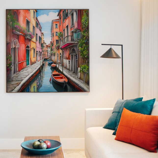 Watercolor Street in Venice Square Poster (Creator Uploaded)