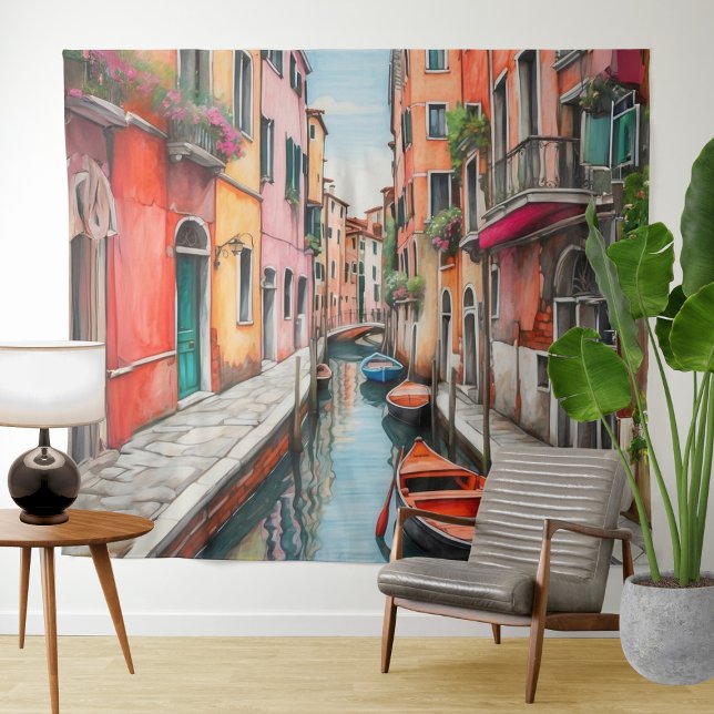 Watercolor Street in Venice  Tapestry (Creator Uploaded)