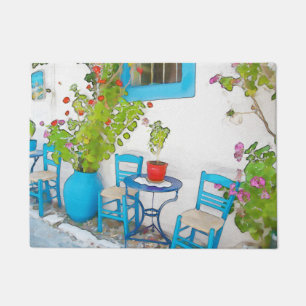 Watercolor street view doormat