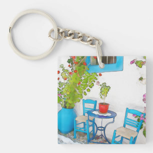 Watercolor street view key ring