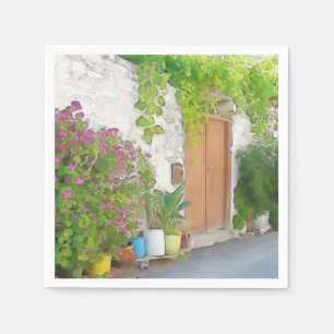 Watercolor street view napkin