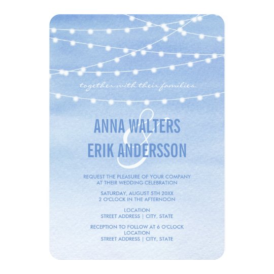 Watercolor String Lights Wedding Card