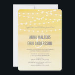 Watercolor String Lights Wedding Invitation<br><div class="desc">Watercolor String Lights wedding design was created by Aubergine and Purple. This modern design includes a string of lights with a stunning lemon yellow watercolor background.</div>