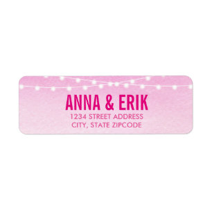 Watercolor String Lights Wedding Return Address Label