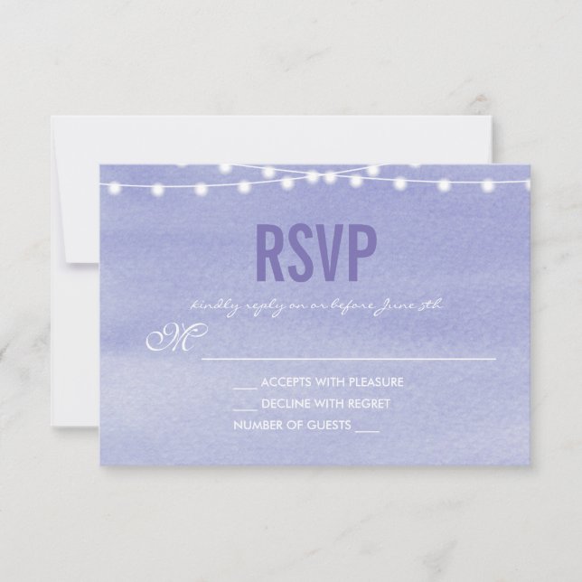 Watercolor String Lights Wedding RSVP Card (Front)