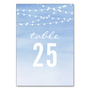 Watercolor String Lights Wedding Table Number