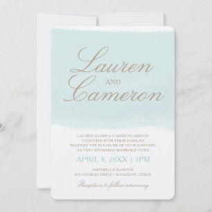 Watercolor Strip Invitation Beach Turquoise
