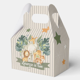 🦁🌿 Watercolor Striped Jungle Safari Favor Boxes