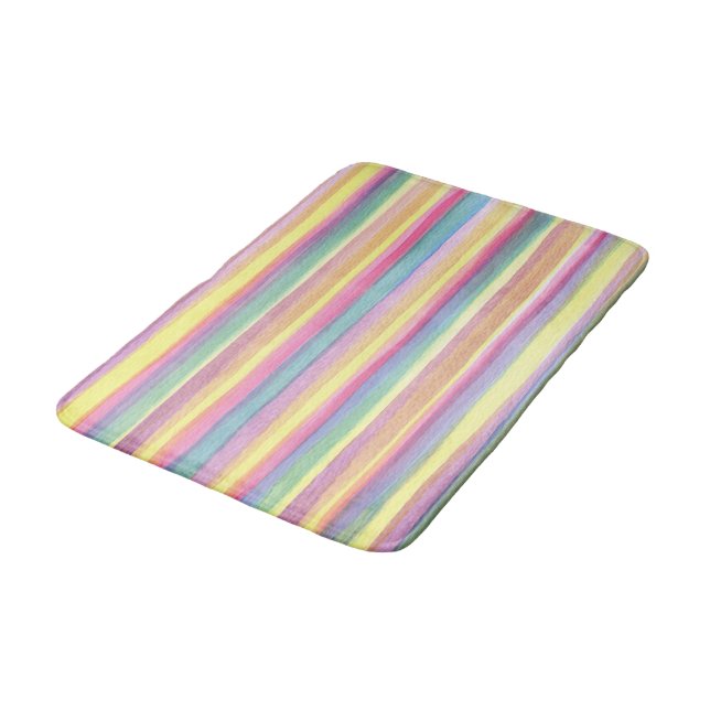Watercolor Stripes Bath Mat (Angled)