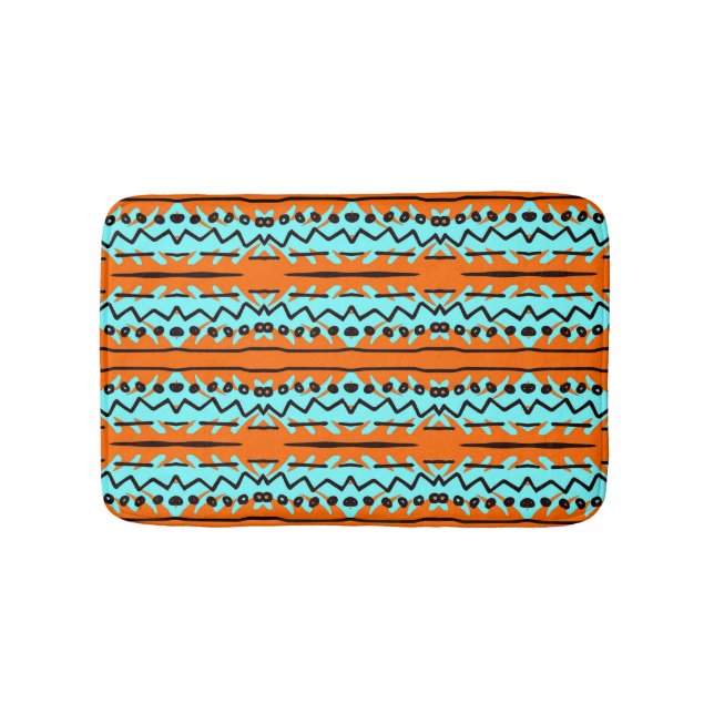 Watercolor stripes, bright colourful pattern. bath mat (Front)