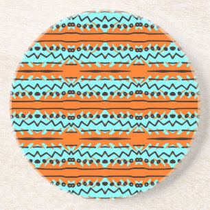 Watercolor stripes, bright colourful pattern. coaster