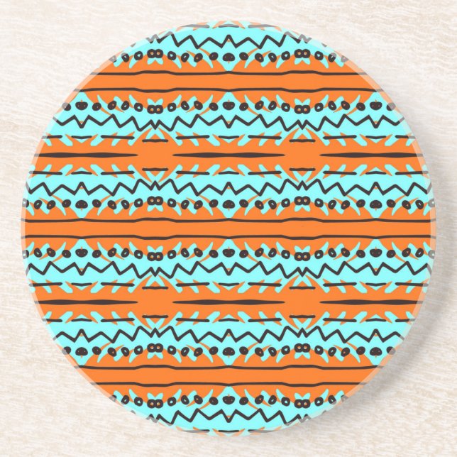 Watercolor stripes, bright colourful pattern. coaster (Front)