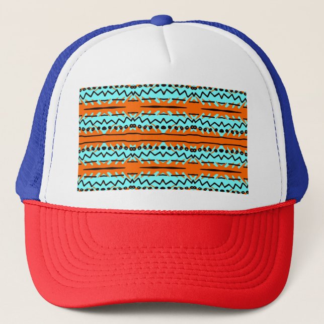 Watercolor stripes, bright colourful pattern. trucker hat (Front)