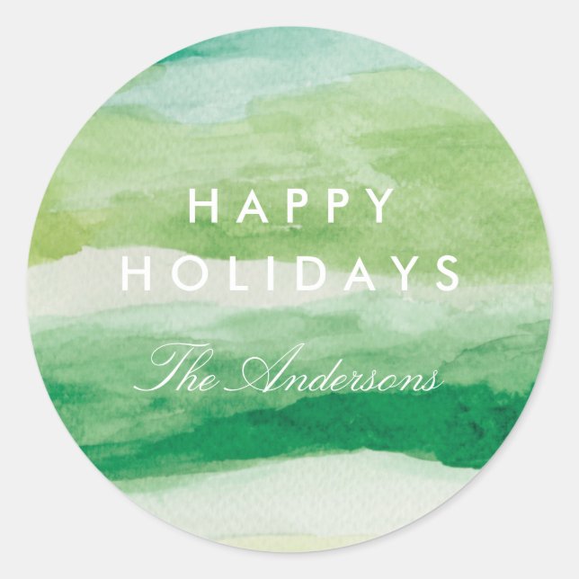 Watercolor Stripes Classic Round Sticker (Front)