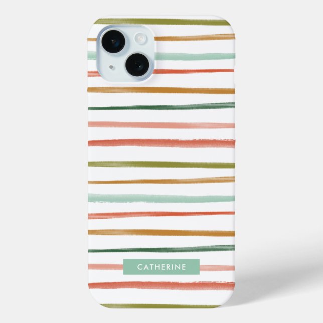 Watercolor Stripes Custom Name Case-Mate iPhone Case (Back)