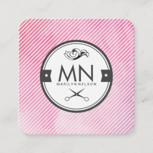Watercolor Stripes Fancy Stylist Label Square Business Card
