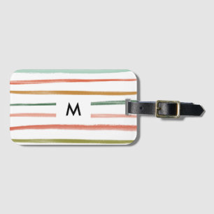 Watercolor Stripes Monogram Luggage Tag