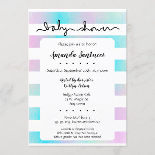 Watercolor Stripes Neutral Baby Shower Invitation