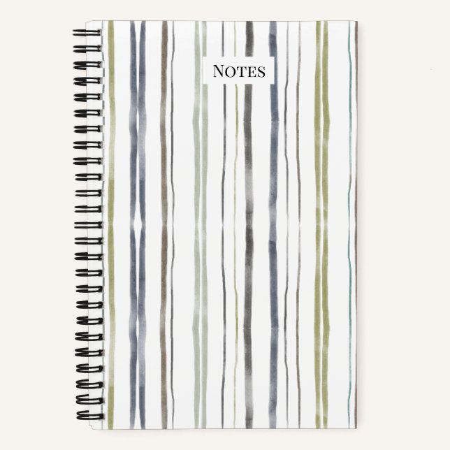 Watercolor Stripes Notebook - Blue (Front)