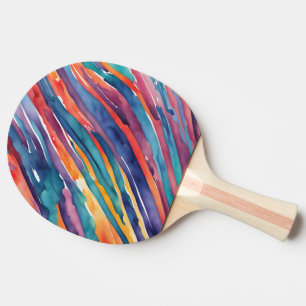 Watercolor Stripes Orange, Pink Blue Green Purple  Ping Pong Paddle