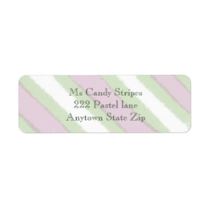 Watercolor Stripes Pattern in Green White and Pink Return Address Label