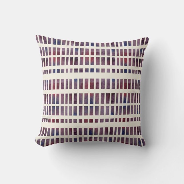 Watercolor Stripes Pattern Pillow in Purple (Front)