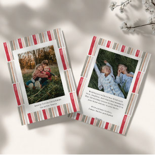 Watercolor Stripes Photo Holiday Card