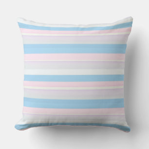 Watercolor stripes pink blue white cushion