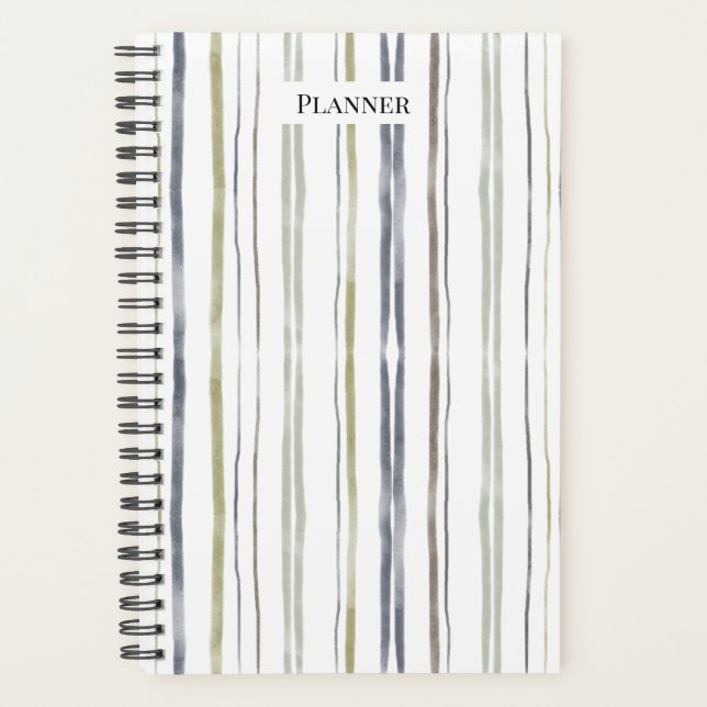 Watercolor Stripes Planner - Blue (Front)