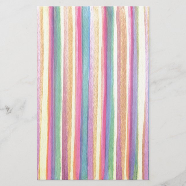 Watercolor Stripes Stationery (Front)