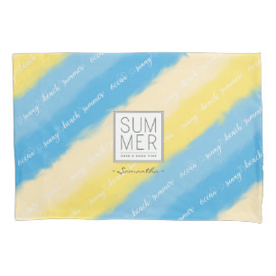 Watercolor Stripes Summer Calligraphy Pillowcase