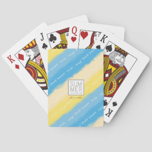 Watercolor Stripes Summer Calligraphy Playing Cards
