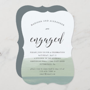 Watercolor Stripes Wedding Engagement Party Invitation