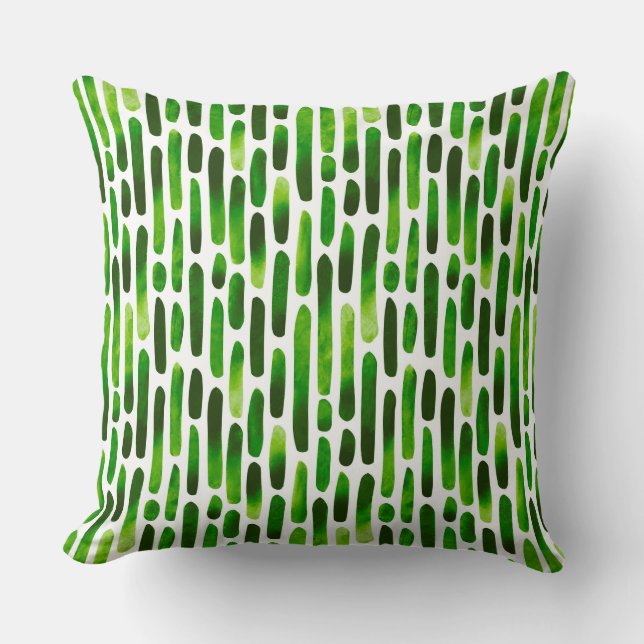 Watercolor Strokes 091121 -  Grassy Green Toned Cushion (Front)