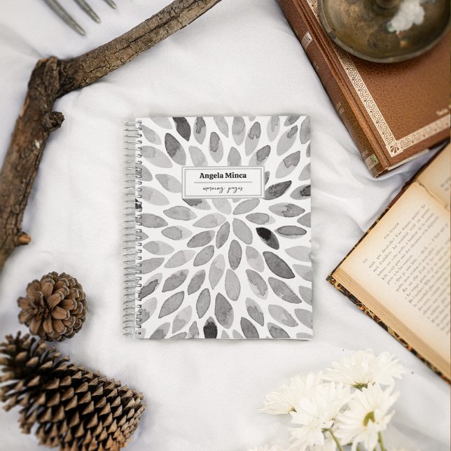 Watercolor strokes black & white personalizable notebook (Creator Uploaded)