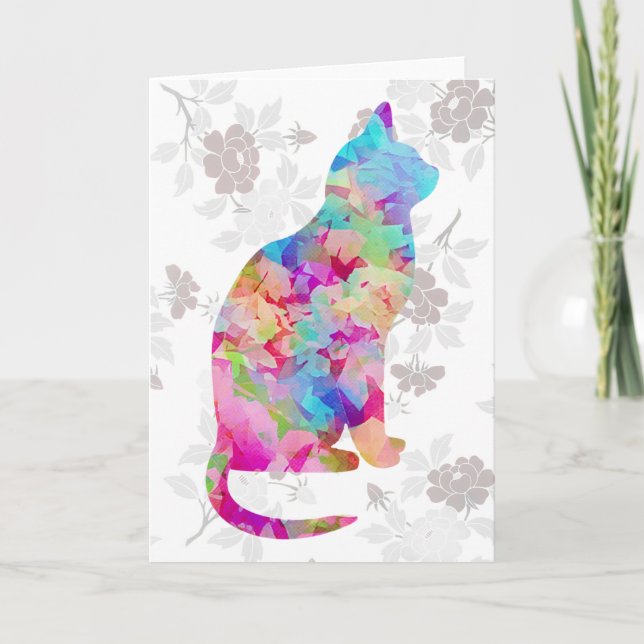 Watercolor Style Art Cat Note Card (Front)