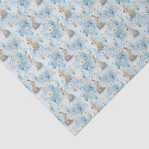 Watercolor Style Bunny and Daisy Blue Baby Tissue Paper