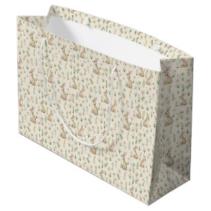 Watercolor Style Bunny and Daisy Cream Baby Large Gift Bag