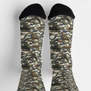 Watercolor Style Camouflage Camo with Animals Socks