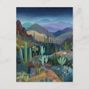 Watercolor Style Fantasy Desert Landscape Postcard