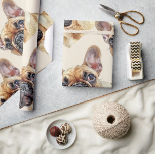  Watercolor Style French Bulldog Cute Animal Art Wrapping Paper