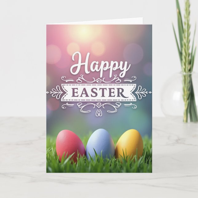 Watercolor Style Happy Easter Card (Front)