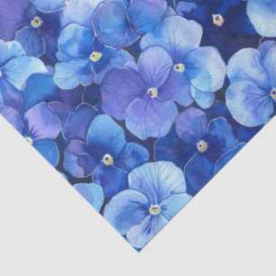 Watercolor Style Pansies Blue Purple Floral Print Tissue Paper