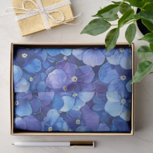 Watercolor Style Pansies Blue Purple Floral Print Tissue Paper