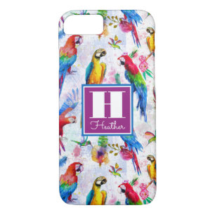 Watercolor Style Parrots   Add Your Name iPhone 8/7 Case